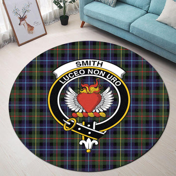 Smith Tartan Round Rug with Family Crest - Tartan Vibes Clothing