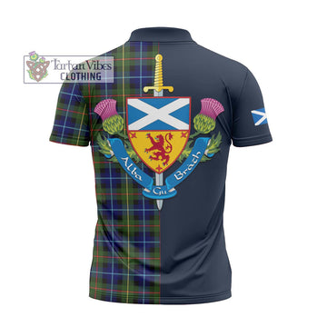 Smith Tartan Zipper Polo Shirt Alba with Scottish Lion Royal Arm Half Style - Tartan Vibes Clothing