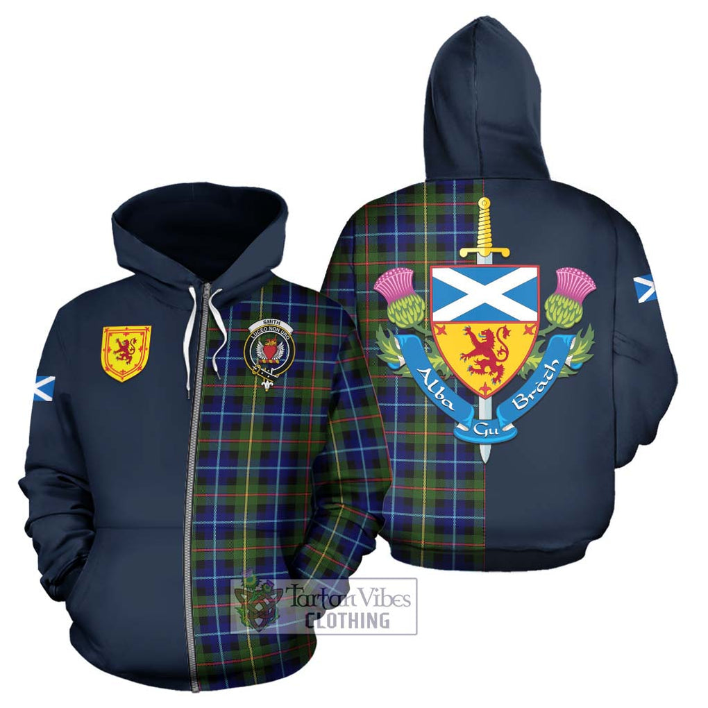 Smith Tartan Hoodie Alba with Scottish Lion Royal Arm Half Style - Tartan Vibes Clothing