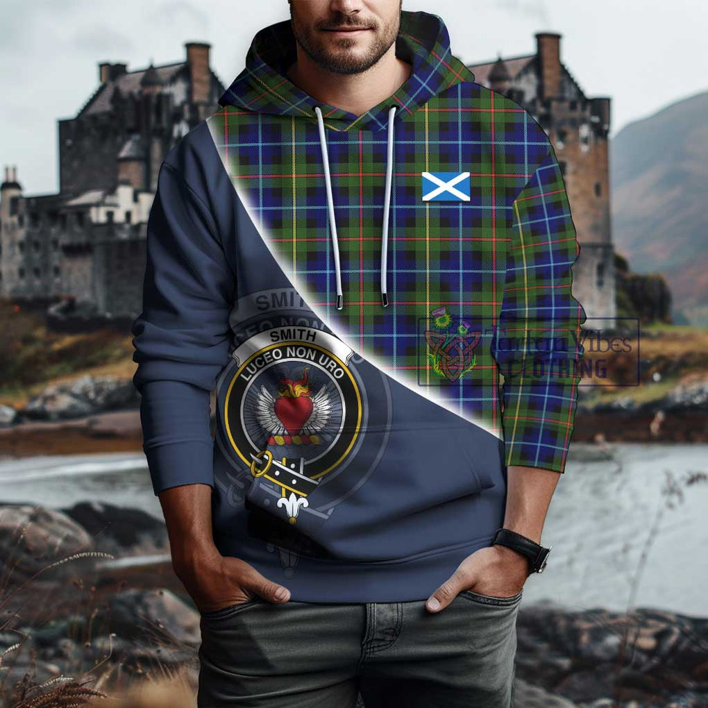 Smith Tartan Hoodie with Personalised National Flag and Family Crest Half Style - Tartan Vibes Clothing