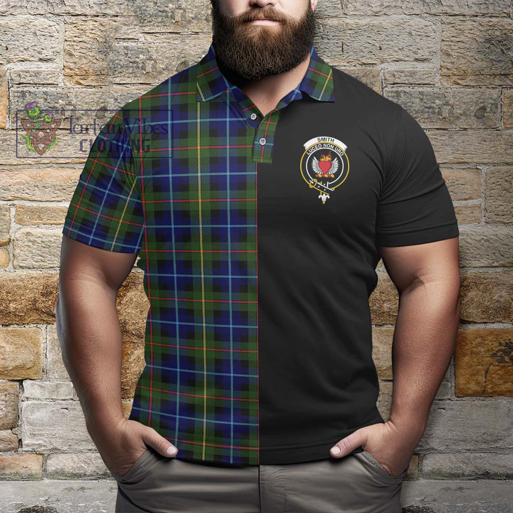Smith Tartan Polo Shirt with Family Crest and Half Of Me Style - Tartanvibesclothing Shop