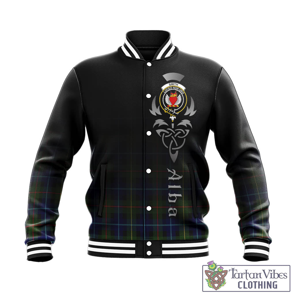 Smith Tartan Baseball Jacket Featuring Alba Gu Brath Family Crest Celtic Inspired - Tartan Vibes Clothing