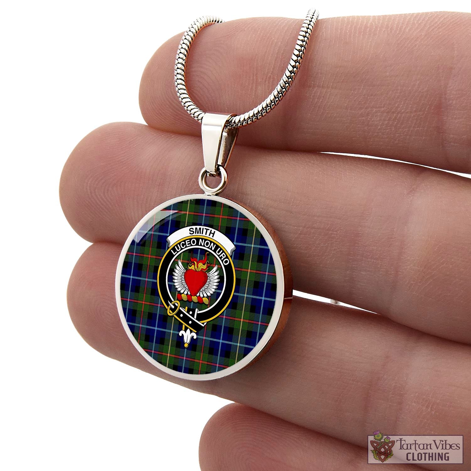 Smith Tartan Circle Necklace with Family Crest - Tartan Vibes Clothing
