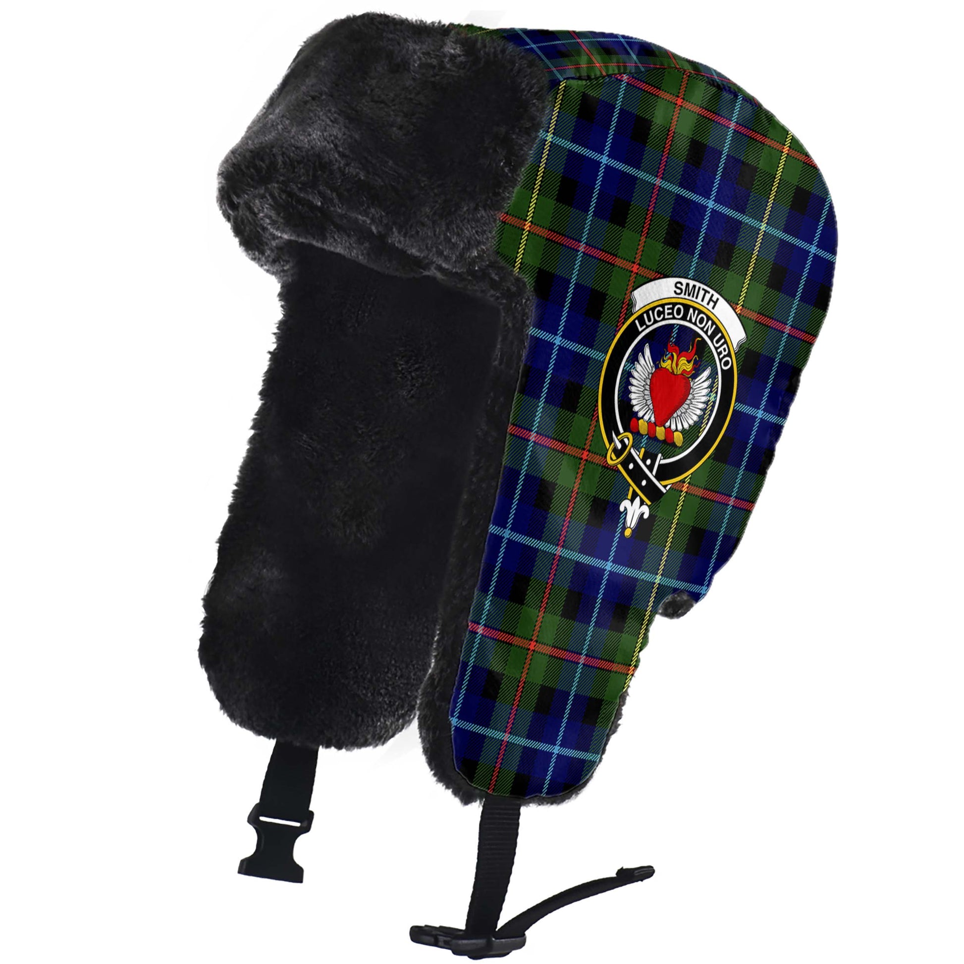Smith Tartan Winter Trapper Hat with Family Crest - Tartan Vibes Clothing