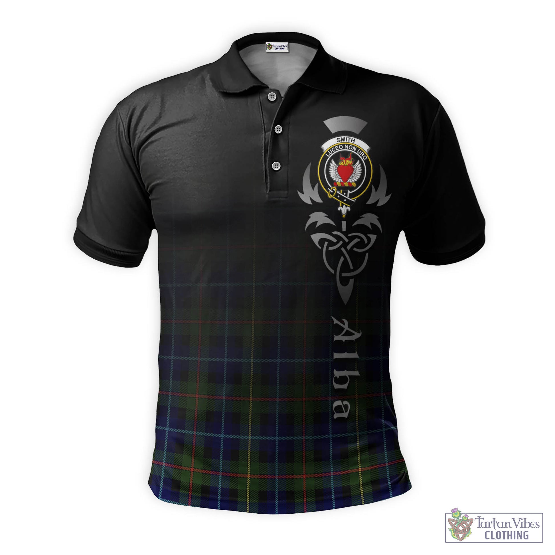 Tartan Vibes Clothing Smith Modern Tartan Polo Shirt Featuring Alba Gu Brath Family Crest Celtic Inspired