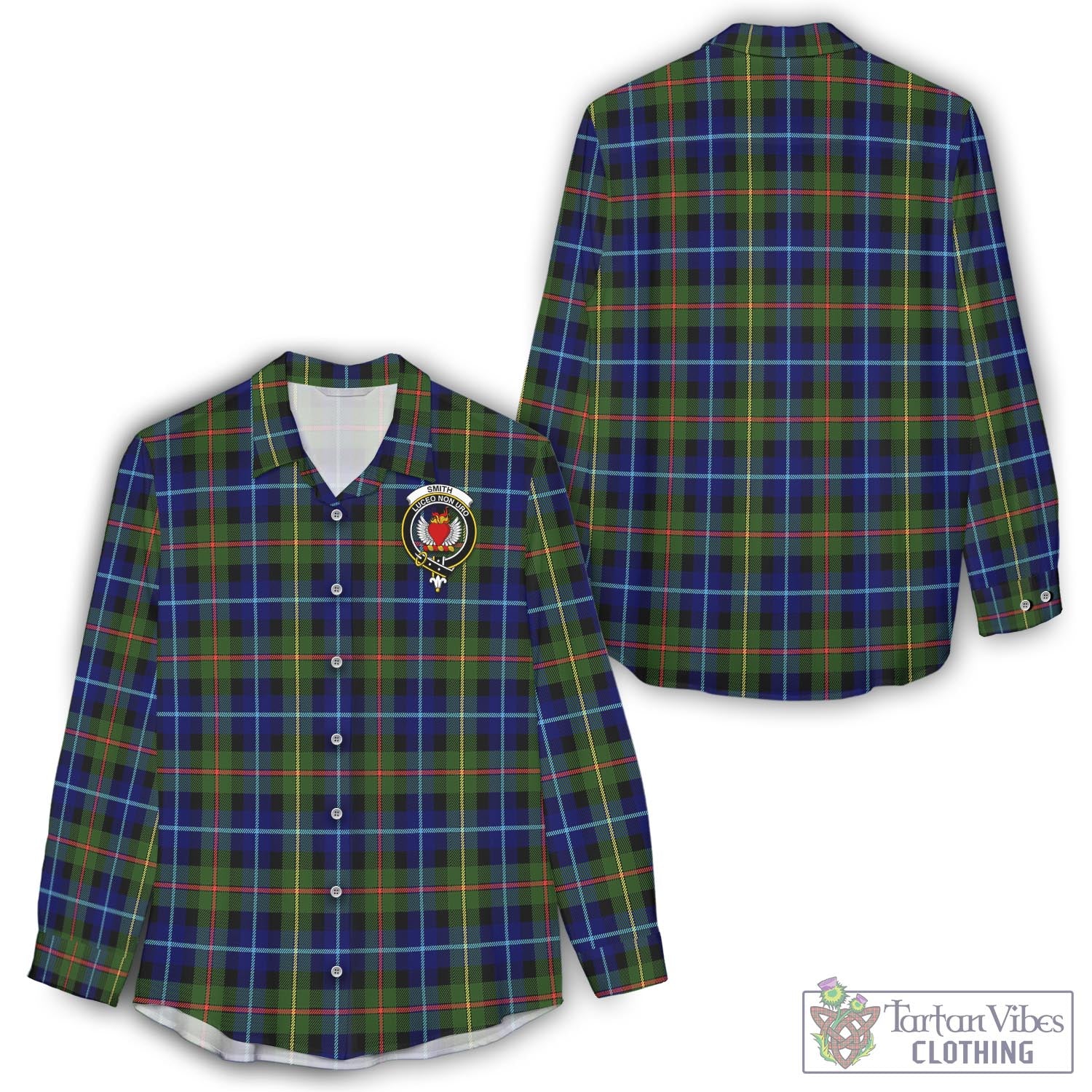 Smith Tartan Women's Casual Shirt with Family Crest - Tartan Vibes Clothing
