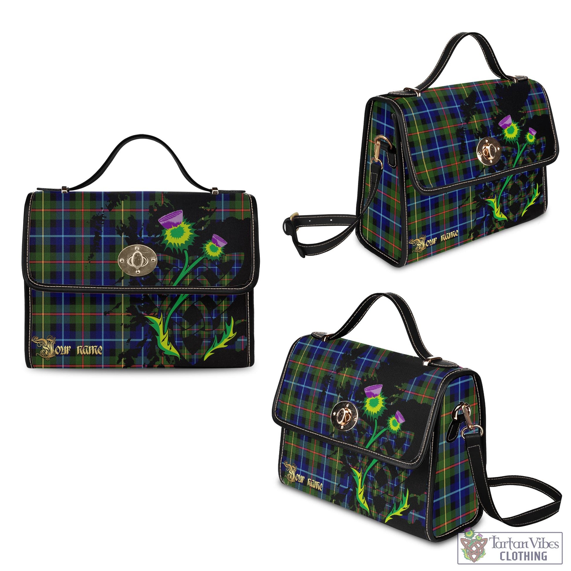 Tartan Vibes Clothing Smith Modern Tartan Waterproof Canvas Bag with Scotland Map and Thistle Celtic Accents