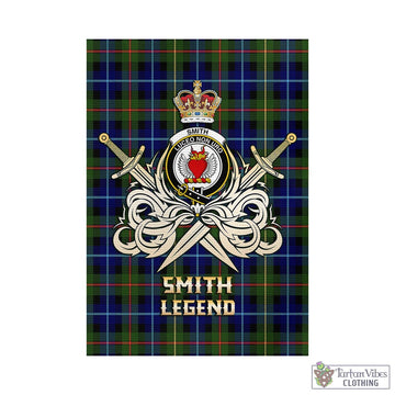 Smith Tartan Garden Flag with Clan Crest and the Golden Sword of Courageous Legacy
