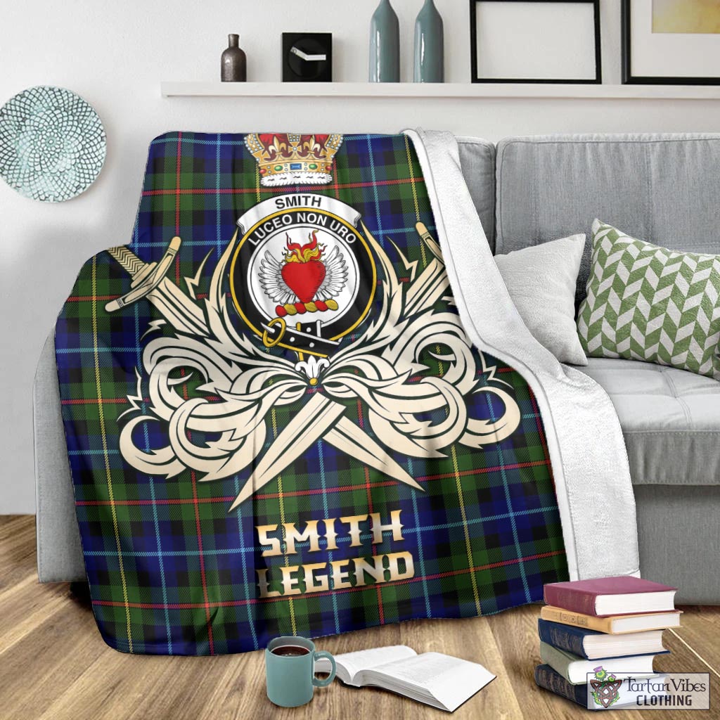 Smith Tartan Blanket with Clan Crest and the Golden Sword of Courageous Legacy - Tartan Vibes Clothing