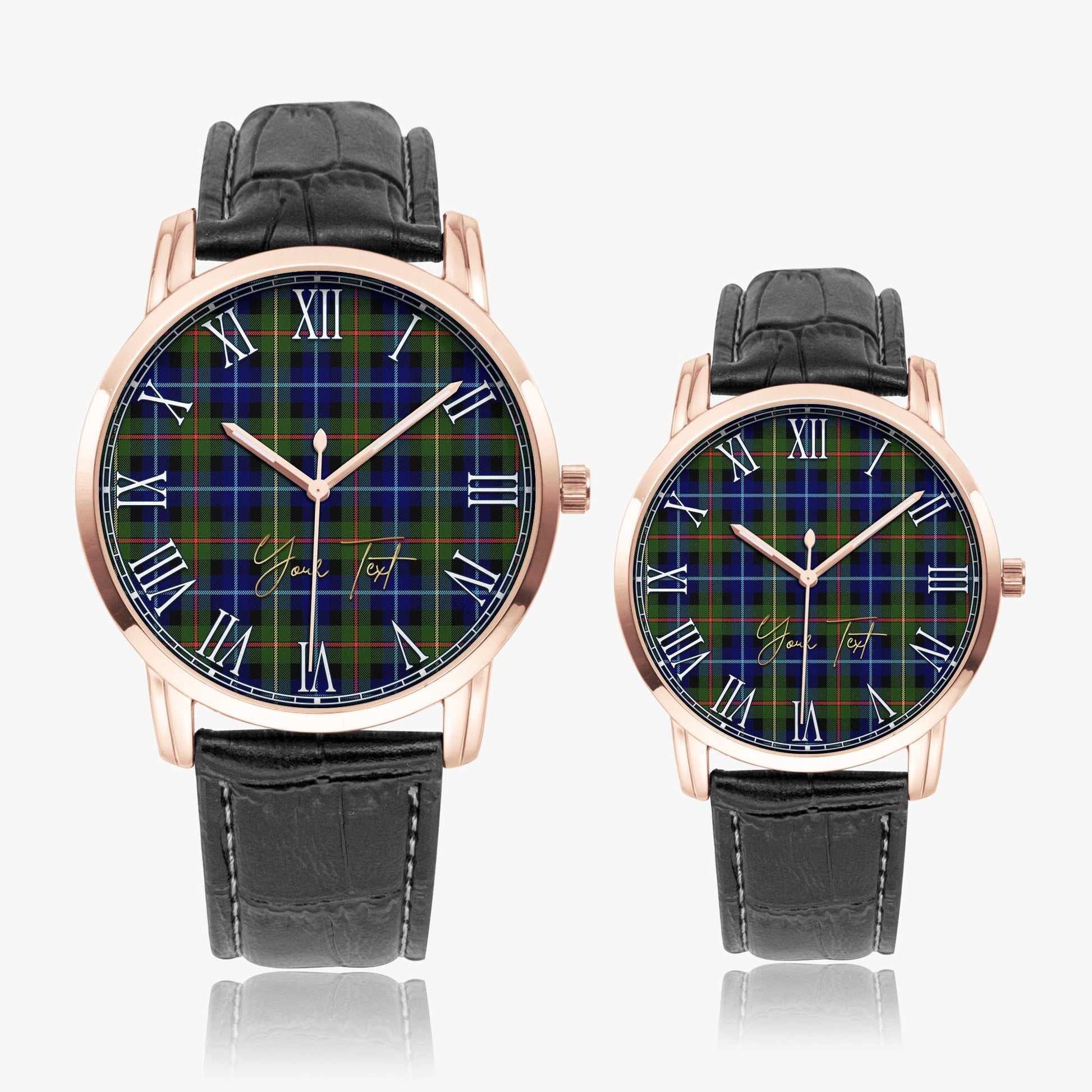 Smith Tartan Personalized Your Text Leather Trap Quartz Watch - Tartan Vibes Clothing