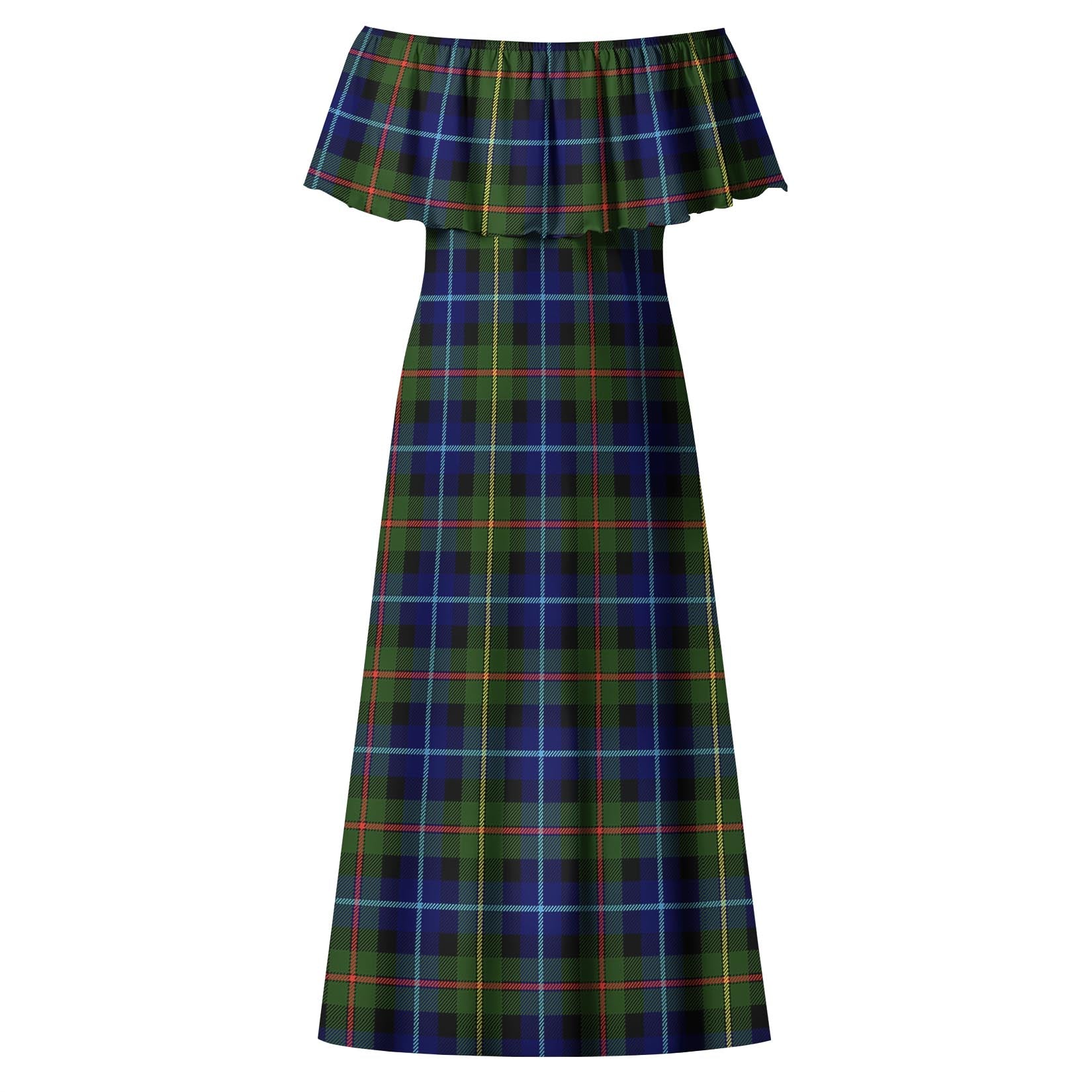 Smith Tartan Off Shoulder Long Dress - Tartan Vibes Clothing