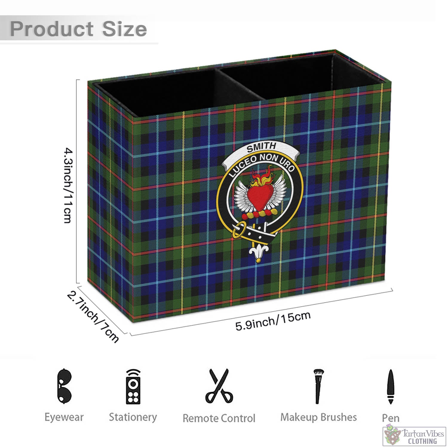 Smith Tartan Pen Holder with Family Crest - Tartan Vibes Clothing