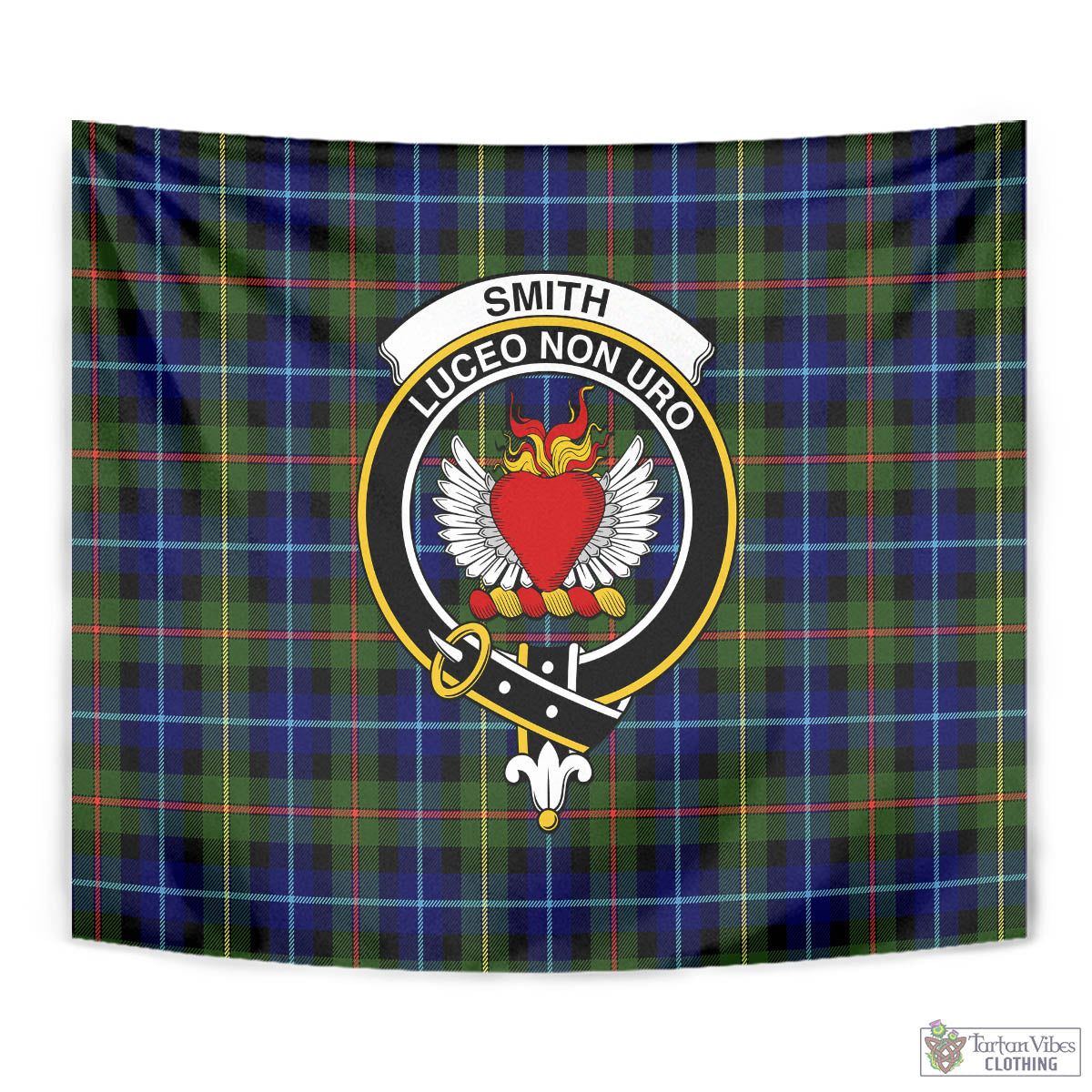 Tartan Vibes Clothing Smith Modern Tartan Tapestry Wall Hanging and Home Decor for Room with Family Crest
