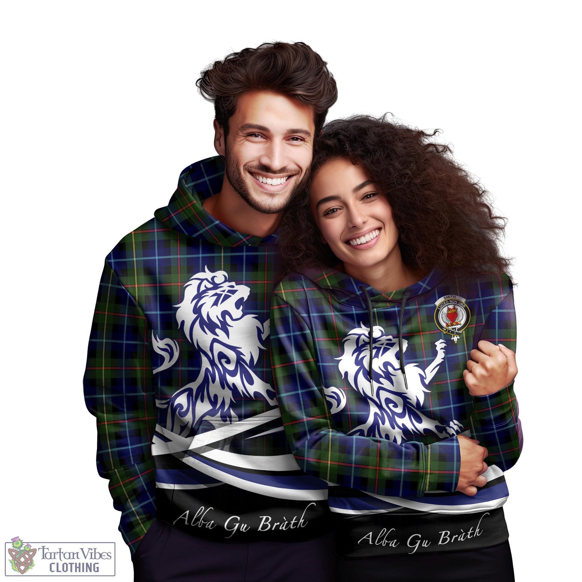 Smith Tartan Hoodie with Alba Gu Brath Regal Lion Emblem - Tartan Vibes Clothing