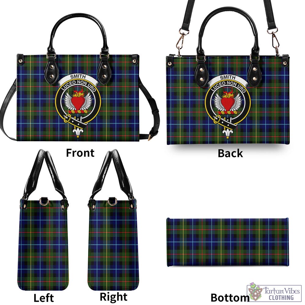 Tartan Vibes Clothing Smith Modern Tartan Luxury Leather Handbags with Family Crest