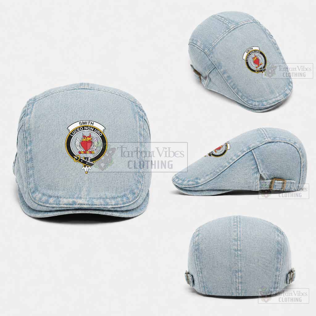 Smith Scottish Clan Crest Washed Flat Cap - Unisex Jeff Cap One Size (Adjustable) Light Blue - Tartan Vibes Clothing
