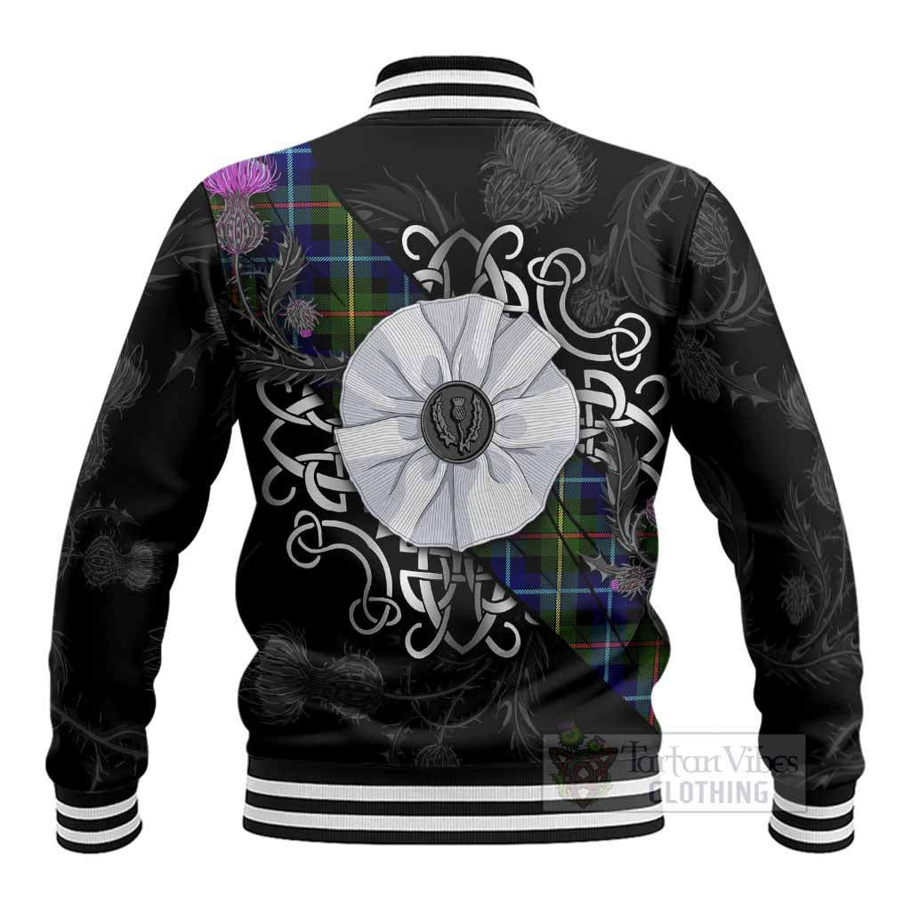 Smith Tartan Baseball Jacket Jacobite White Rose - Tartan Vibes Clothing