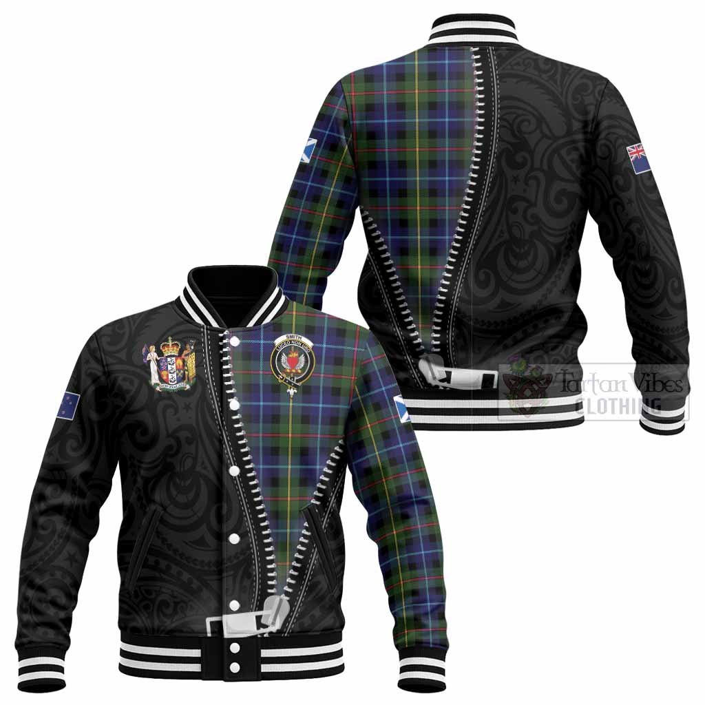 Smith Tartan Baseball Jacket New Zealand Pattern Unique Zipper Stylized