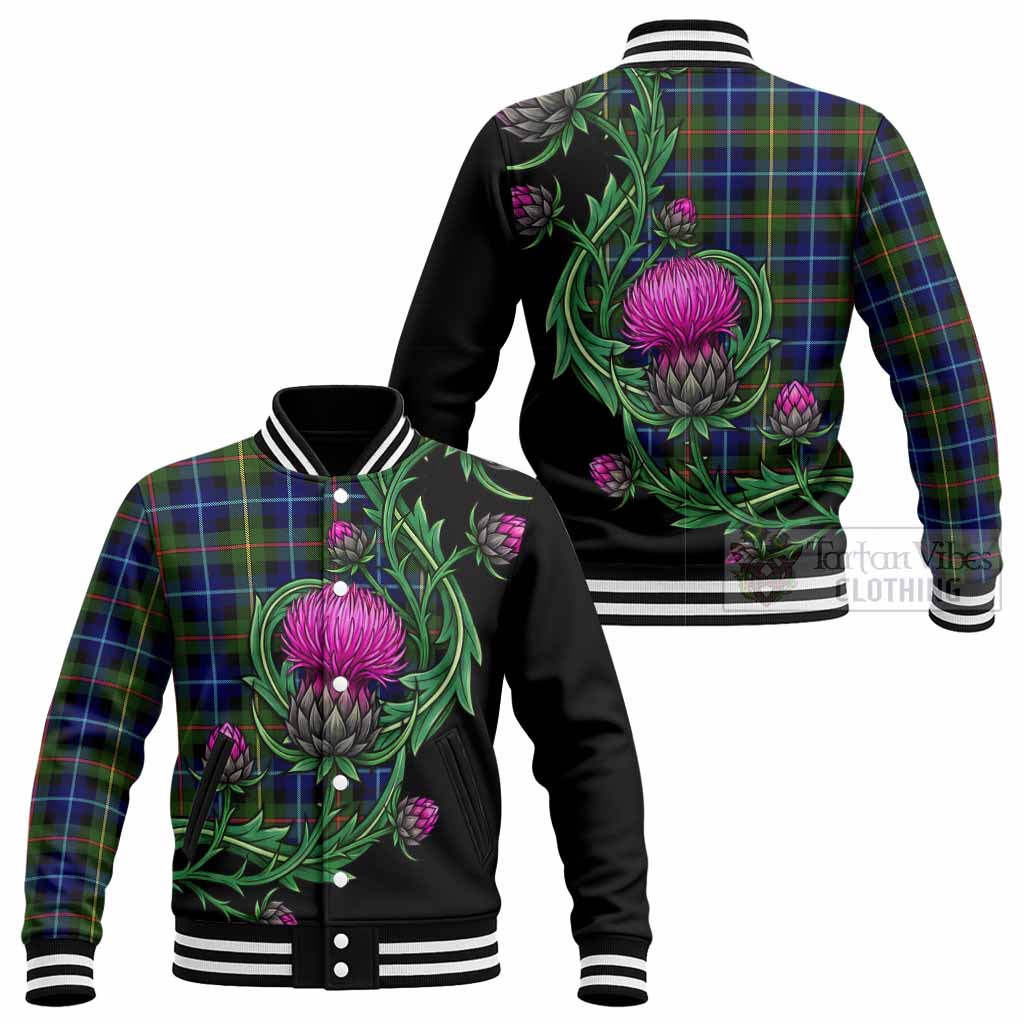 Smith Tartan Baseball Jacket Resilient Scottish Thistle - Tartan Vibes Clothing