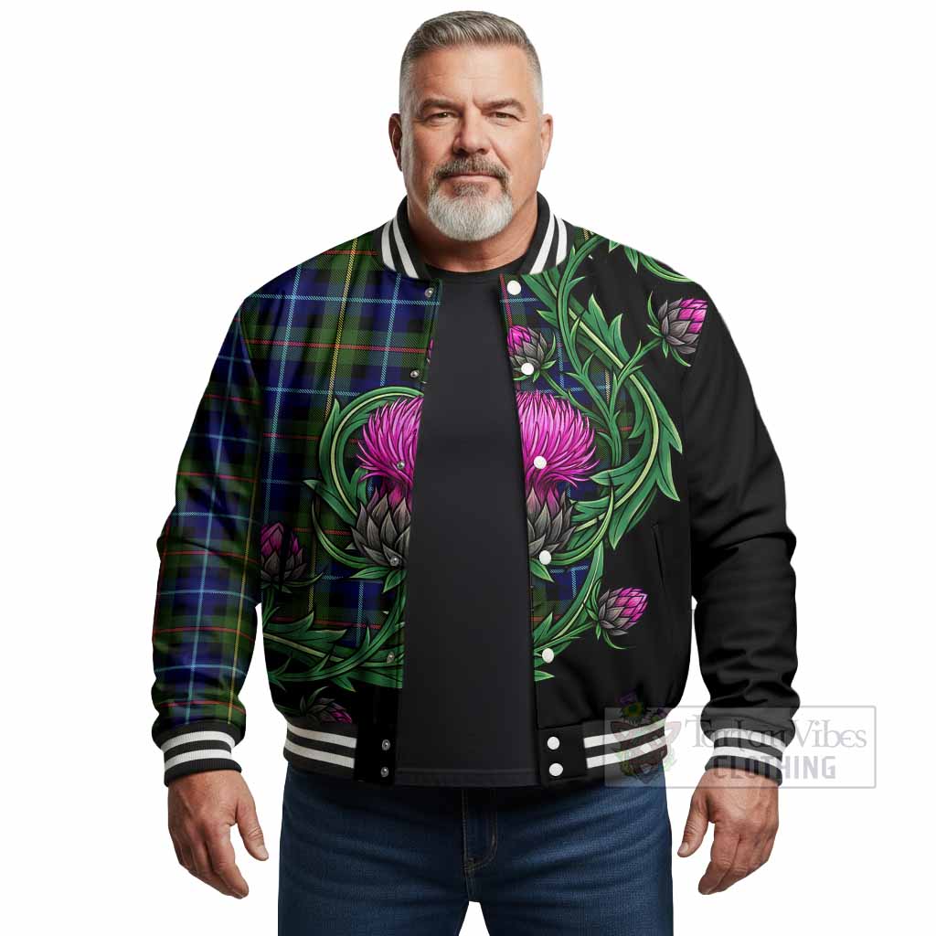 Smith Tartan Baseball Jacket Resilient Scottish Thistle - Tartan Vibes Clothing