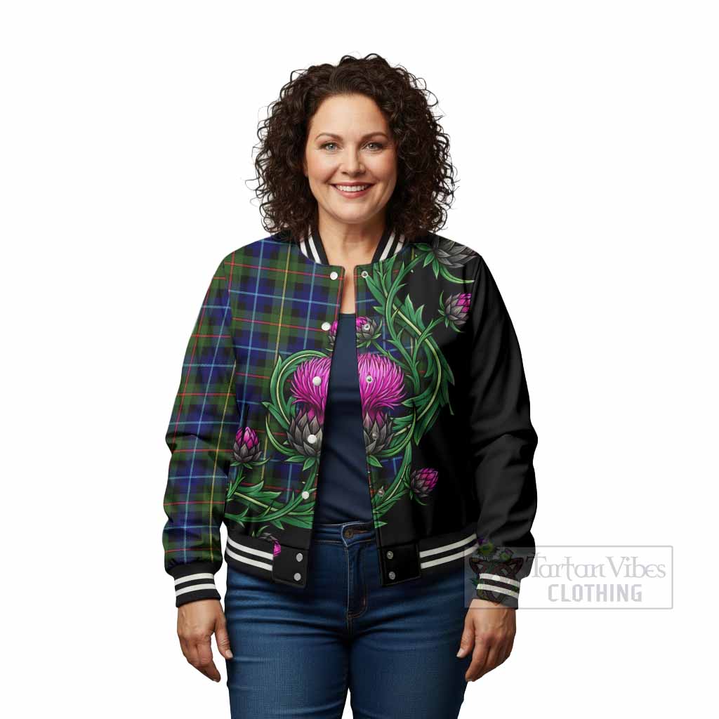 Smith Tartan Baseball Jacket Resilient Scottish Thistle - Tartan Vibes Clothing