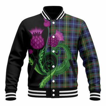 Smith Tartan Baseball Jacket Traditional Scottish Thistle