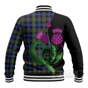 Smith Tartan Baseball Jacket Traditional Scottish Thistle