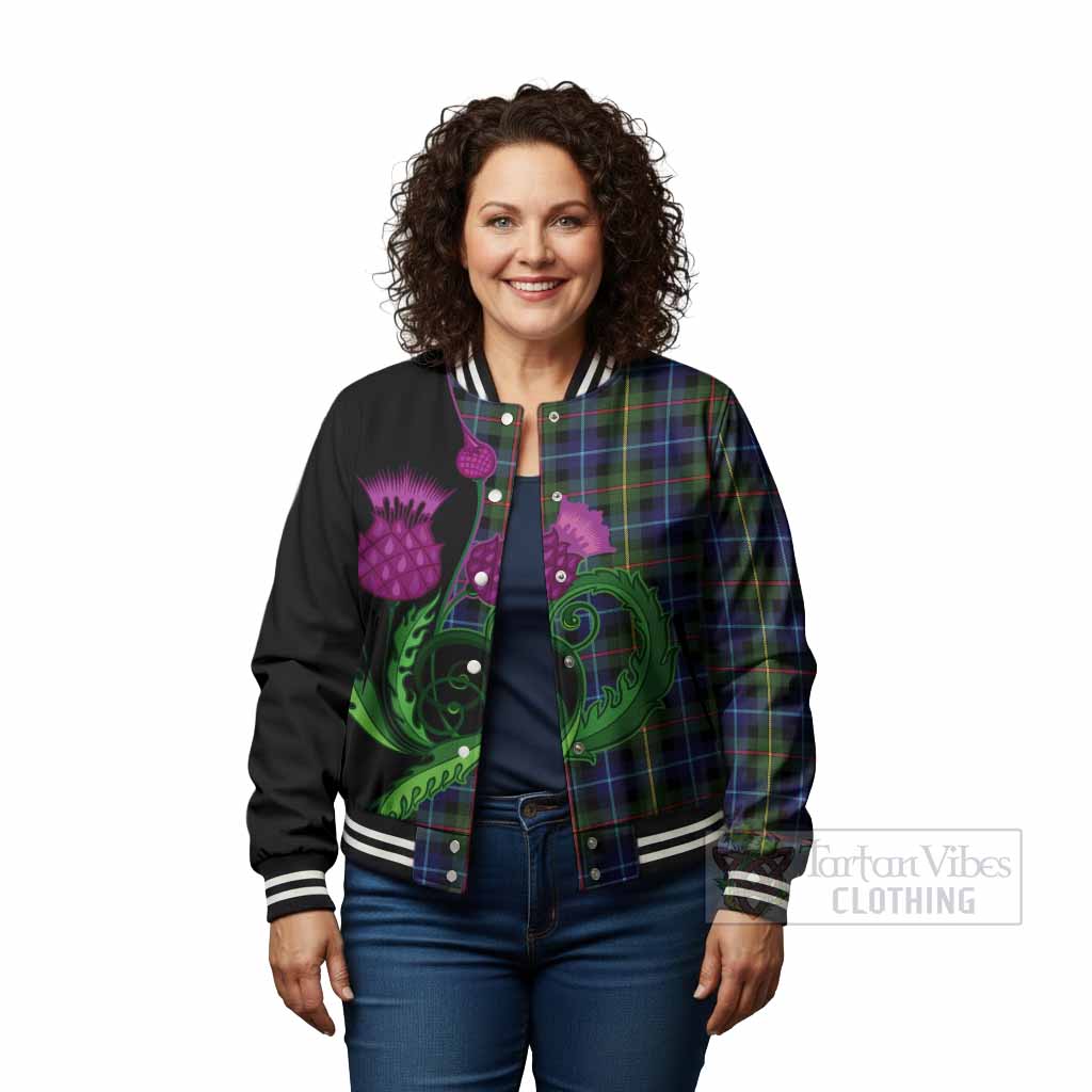 Smith Tartan Baseball Jacket Traditional Scottish Thistle