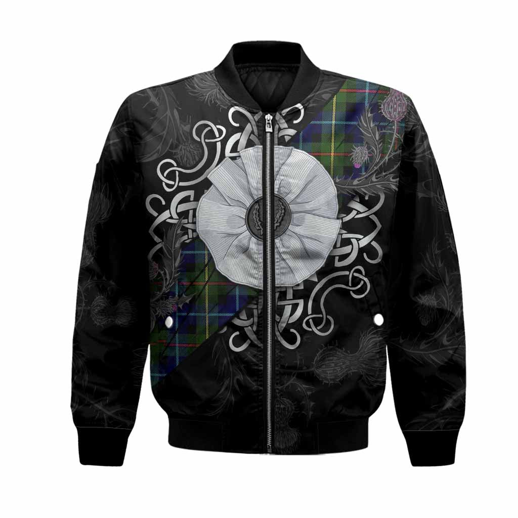 Smith Tartan Bomber Jacket Jacobite White Rose Unisex Black - Tartan Vibes Clothing