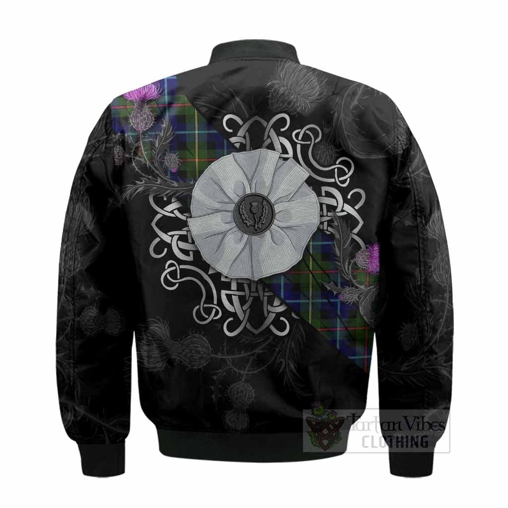 Smith Tartan Bomber Jacket Jacobite White Rose - Tartan Vibes Clothing