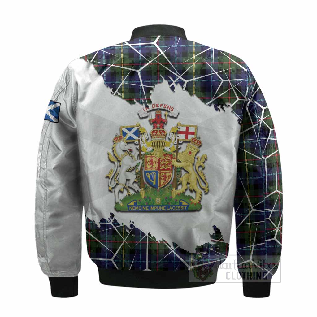 Smith Tartan Bomber Jacket with Family Crest and Lion Rampant Grunge Style