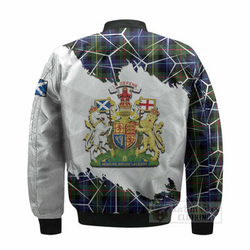 Smith Tartan Bomber Jacket with Family Crest and Lion Rampant Grunge Style