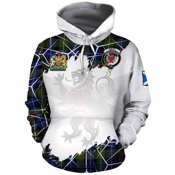 Smith Tartan Cotton Hoodie with Family Crest and Lion Rampant Grunge Style