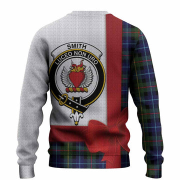 Smith Tartan Crest Christmas Christmas Ugly Sweater Highland Cow Bagpipes Coquette Bow Style