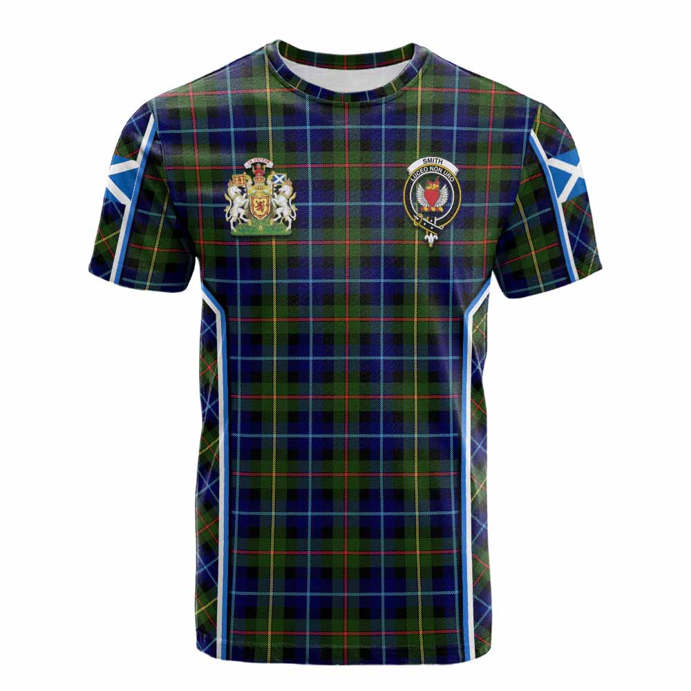Smith Tartan Crest Cotton T-shirt Scotland Coat of Arm Flag Style - Tartan Vibes Clothing