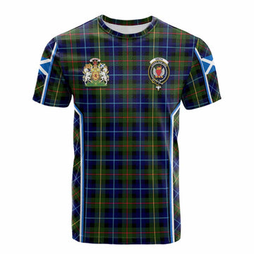 Smith Tartan Crest Cotton T-shirt Scotland Coat of Arm Flag Style