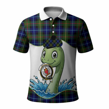 Smith Tartan Crest Cute Nessie Polo Shirt Scottish Loch Ness Monster