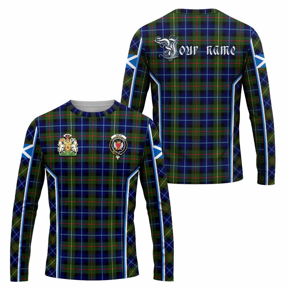 Smith Tartan Crest Long Sleeve T-Shirt Scotland Coat of Arm Flag Style - Tartan Vibes Clothing