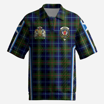 Smith Tartan Crest Men’s Polo Sweater Top Scotland Coat of Arm Flag Style