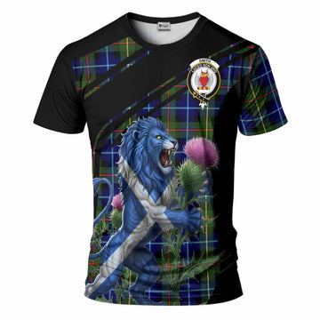 Smith Tartan Crest T-Shirt Scottish Lion Rampant Thistle