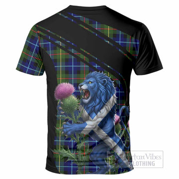Smith Tartan Crest T-Shirt Scottish Lion Rampant Thistle