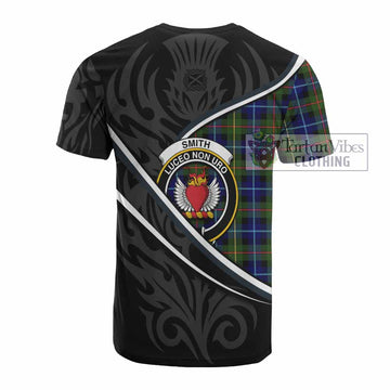 Smith Tartan Family Crest Cotton T-shirt Celtic Scottish Thistle Floral