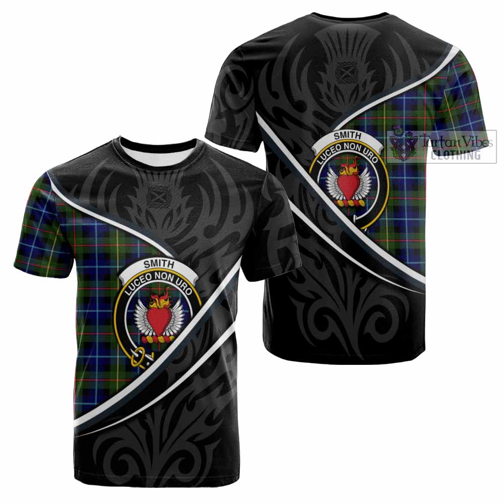 Smith Tartan Family Crest Cotton T-shirt Celtic Scottish Thistle Floral - Tartan Vibes Clothing