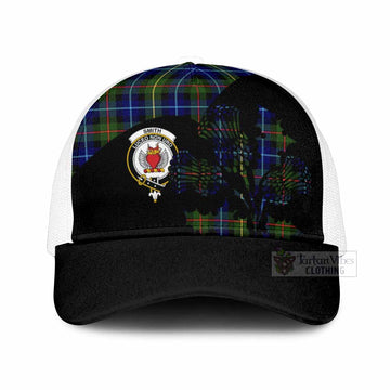 Smith Tartan Family Crest Mesh Trucker Cap Scotland Thistle Floral Flag Style