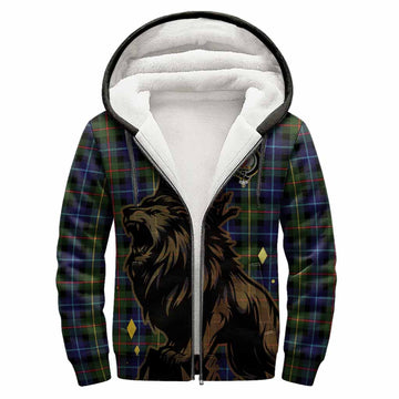 Smith Tartan Family Crest Sherpa Hoodie Crowned Lion Roaring