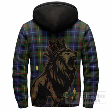 Smith Tartan Family Crest Sherpa Hoodie Crowned Lion Roaring