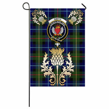 Smith Tartan Garden Flag with Golden Regal Scottish Thistle Emblem