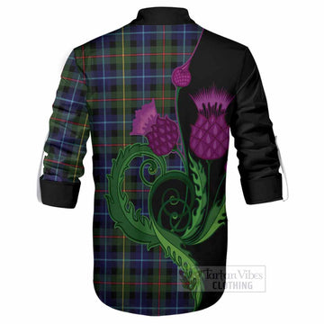 Smith Tartan Ghillie Shirt Traditional Scottish Thistle