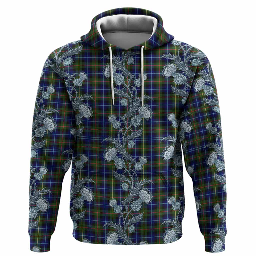 Smith Tartan Hoodie Seamless Scottish Thistle Flowers