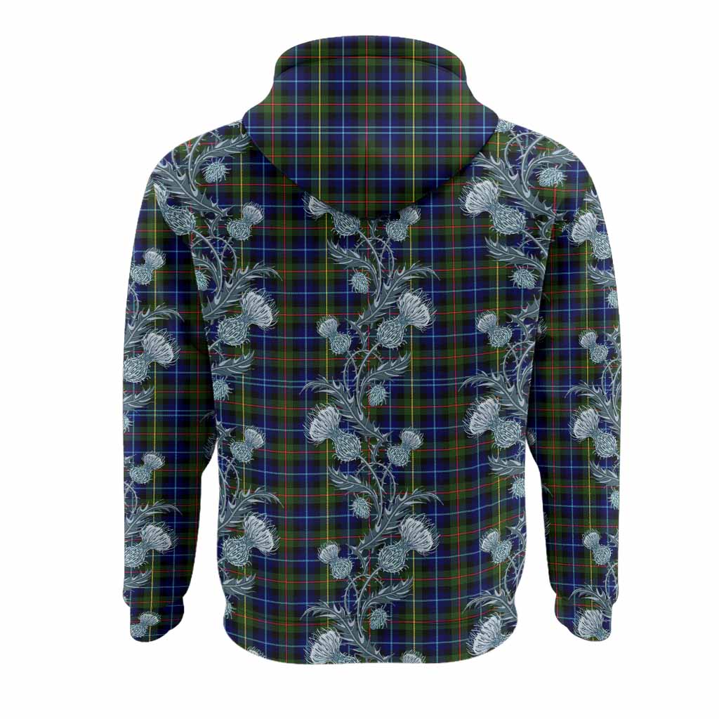Smith Tartan Hoodie Seamless Scottish Thistle Flowers
